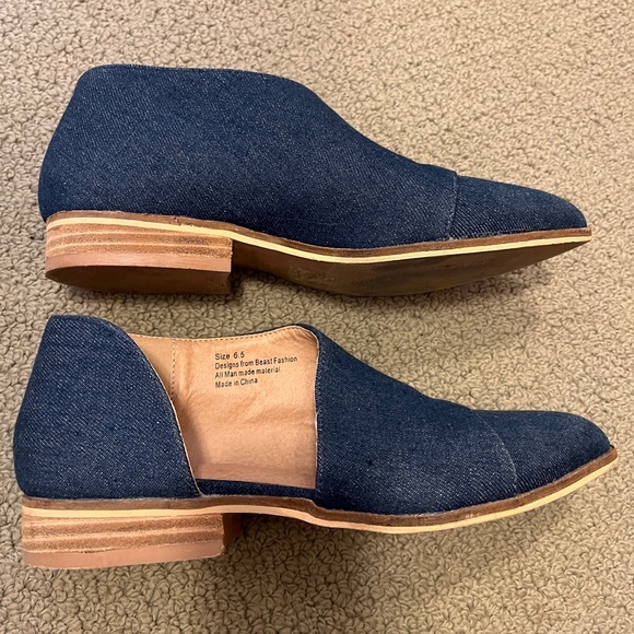 Asymmetrical Flats Denim Cut Out Shoes Free People Royale Stargazer Anthro Boho - Picture 7 of 9